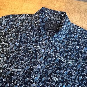 Women's‎ CH Cowgirl Hardware XL Paisley Black Teal Long Sleeve Clear Snaps
